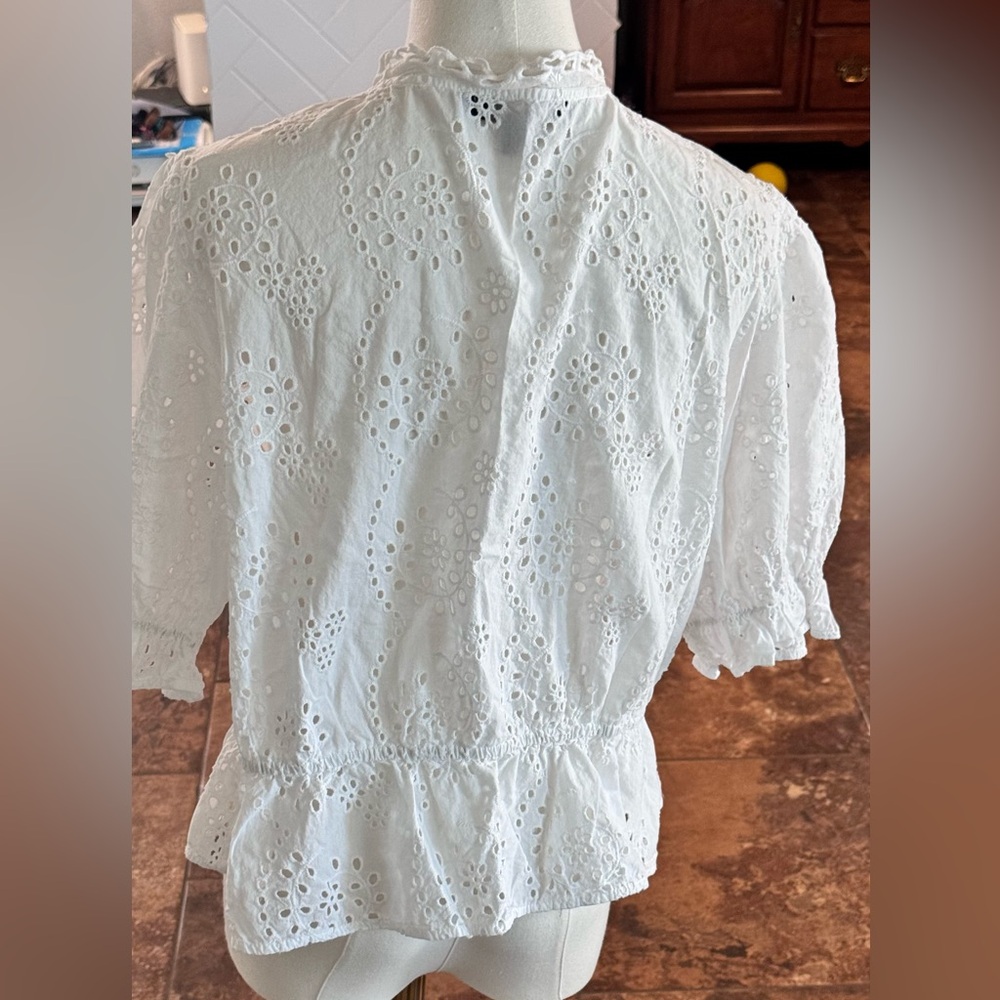 Marc New York White Eyelet Tie-Front Blouse - Picture 3 of 7